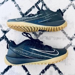 Nike Alpha Huarache 7 Pro TF Lacrosse Turf Black Silver Sneakers Men 7 Women 8.5